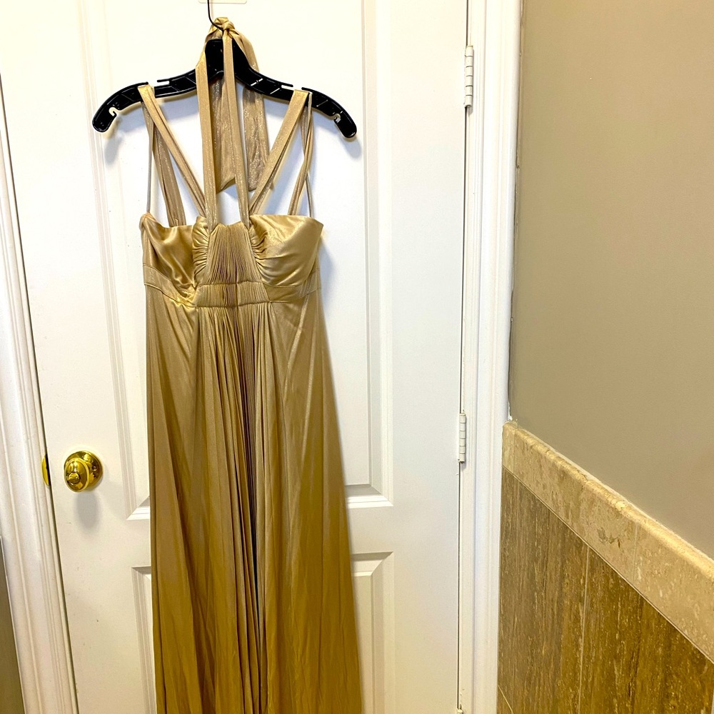 Metallic Gold Long Party Dress